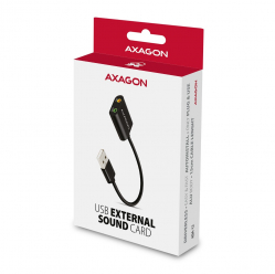 Karta dźwiękowa AXAGON ADA-12 zewnętrzna | 15 cm | USB | 48kHz | 16bit | czarny