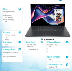 Laptop DELL XPS 16 Premium DA16260 16 OLED Touch Ultra X9-388H 32GB 1TB SSD FPR BK W11P 3YPS Graphite