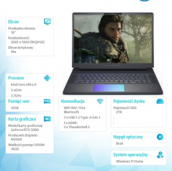 Dell Laptop Alienware 16 Area-51 AA16250 Win11 Home/ Core Ultra 9 275HX/32GB/2TB/16.0/ NVIDIA GeForce RTX 5080/Cam FHD/ 2Y AlienwareEliteCare