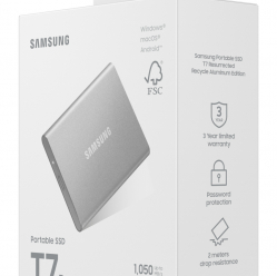 SAMSUNG Portable SSD T7 Resurrected 1TB up to 1.050 MB/s read+ 1.000 MB/s write Portable Solid State Drive