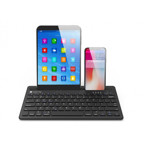 Klawiatura bezprzewodowa Techly 367898 Mini 78 Keys 2 Channels Hotkeys Tablet Stand BT 5.0 USB-C