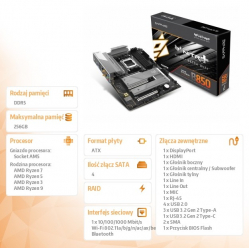 Sapphire Technology Płyta główna NITRO+ B850A WIFI7 AM5 4DDR5 mATX 