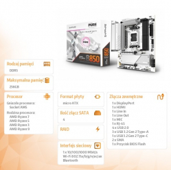 Sapphire Technology Płyta główna PURE B850M WIFI AM5 4DDR5 mATX 
