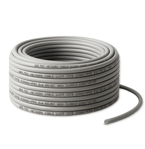 Qoltec Kabel Patchcord sieciowy skrętka UTP | Miedziany Cu | CAT6 | Highspeed 1Gb/s | LAN | 25m | Szary 