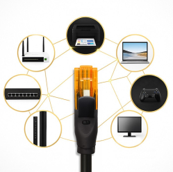 Qoltec Kabel patchcord UTP | kat.6 | 2 x RJ-45 | High speed 1Gb/s | Pozłacane styki | 10m | Czarny 