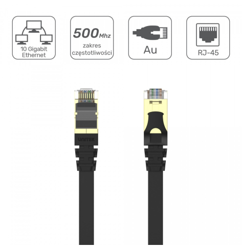 Unitek Patchcord CAT.7 SSTP 10M (8P8C) RJ45; płaski; C1897BK-10M 