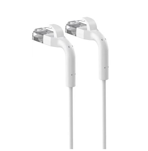 Patchcord kat.6a U/FTP 1Gbps miedź kabel sieciowy skrętka, łamana końcówka 1m biały