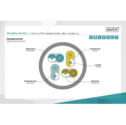 Kabel instalacyjny Digitus kat.6A, U/FTP, Eca, AWG 23/1, LSOH, 305m, karton, Niebieski