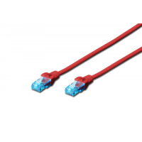 Kabel sieciowy Digitus Patch cord kat.5e UTP, CU, AWG 26/7 0,5m Czerwony