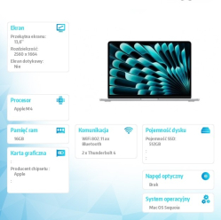 Apple MacBook Air 13.6 M4 10 10 16GB 512GB SSD 35W GER Srebrny