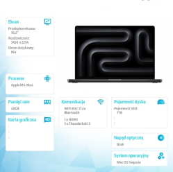 Apple MacBook Pro 16.2 M4 Max 16 40 48GB 1TB SSD Czarny