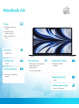 Apple MacBook Air 13.6: M2 8 8 16GB 256GB Północ MC7X4ZE A