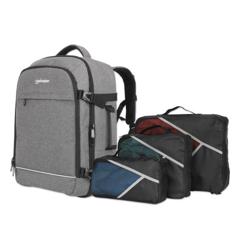 MANHATTAN Rome Travel Backpack 17.3i Sleeves for Most Laptops Up To 17.3i and Tablets Up To 11i 3 Soft Clamshell Cases gray