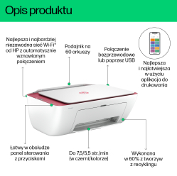 Urządzenie wielofunkcyjne HP DeskJet 2823e All-in-One up to 7.5/5.5ppm Printer