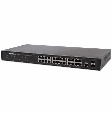 INTELLINET 24-Port Web-Managed Gigabit Ethernet with 2 SFP Ports 24 x 10/100/1000 Mbps RJ45 Ports + 2 x SFP IEEE 802.3az