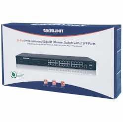 INTELLINET 24-Port Web-Managed Gigabit Ethernet with 2 SFP Ports 24 x 10/100/1000 Mbps RJ45 Ports + 2 x SFP  IEEE 802.3az