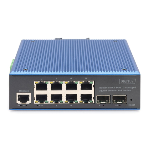 Switch DIGITUS Ind. 8+2-Port Gigabit L2 managed Ethernet POE 8 x GE RJ45 + 2 SFP Port IEEE802.3at 30W