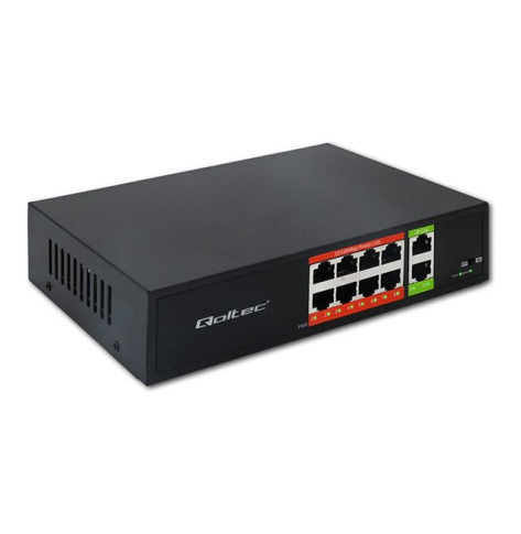 QOLTEC 52290 FAST Ethernet PoE 8x RJ45 PoE 2x RJ45 Uplink 120W 10/100 Mb/s