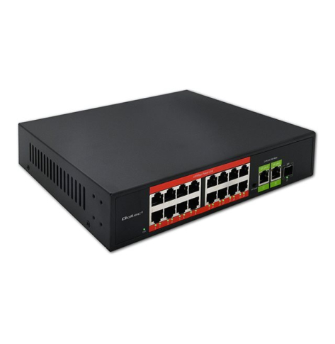 QOLTEC 52291 Fast Ethernet PoE 16x RJ45 10/100 Mb/s 2x RJ45 Uplink 1000 Mb/s 1x SFP 1000 Mb/s