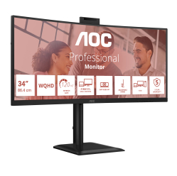 Monitor AOC CU34E4CW 34 VA UWQHD Curved 120Hz HDMI DP USB-C glosniki Height Adj