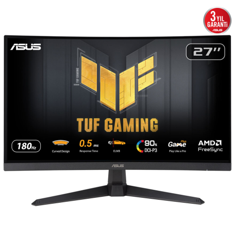 Monitor ASUS TUF Gaming VG27WQ3B 27 Fast VA WQHD Curved 180Hz HDMI DP glosniki