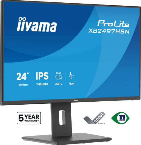 IIYAMA XB2497HSN-B1 24 IPS FHD HDMI DP USB-C Height Adj