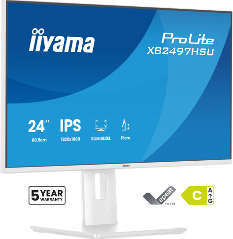 IIYAMA XB2497HSU-W1 24 IPS FHD 120Hz HDMI DP USB-C glosniki Height Adj