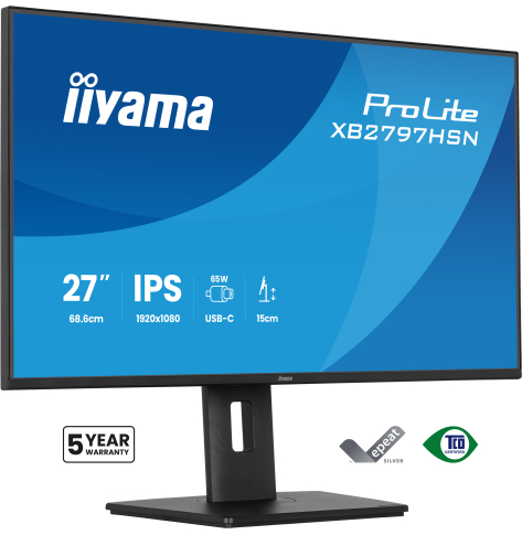 IIYAMA XB2797HSN-B1 27 IPS FHD HDMI DP USB-C Height Adj
