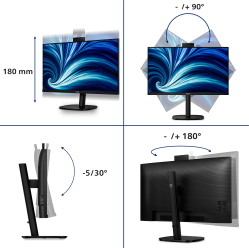 PHILIPS 32B2U3601H 31.5 IPS QHD 100Hz HDMI DP USB-C Height Adj