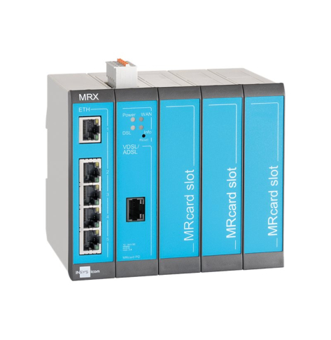 INSYS icom MRX5 DSL-B Modular VDSL/ADSL Annex J/B VPN VDSL2 ADSL/2/2+ 5xEthernet 10/100BT 2xdig.in MRcard-Slots 3xfree
