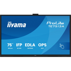Monitor interaktywny IIYAMA 75 TE7513A-B2AG INFRARED 40pkt IPS 4K 7H 500cd/m2 WiFi USB ANDROID 14 Google EDLA 2x20W UCHWYT ŚCIENNY 