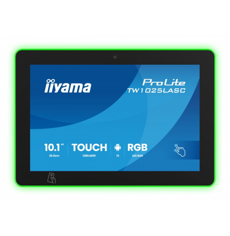 Monitor interaktywny IIYAMA ProLite 10.1 cala TW1025ALASC-B3PNR 10P.DOT.IPS WIFI 450 cd/m2 2x2W 3xUSB RJ45 MICRO A14 NFC kamera internetowa (5MPa) pasek świetlny