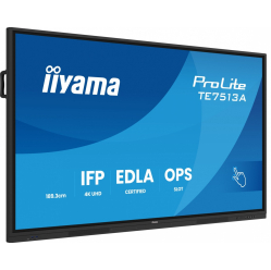 Monitor interaktywny IIYAMA 75 TE7513A-B1AG INFRARED 40pkt IPS 4K 7H 450cd/m2 WiFi USB ANDROID 14 Google EDLA 2x20W uchwyt ścienny