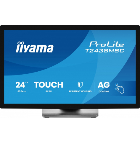 IIYAMA T2438MSC-B2 IPS FHD DP HDMI 2x2W 2xUSB 600(cd/m2) 10pkt.7H IP1X(FRONT) PION/POZIOM