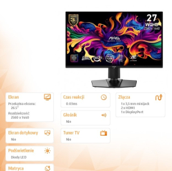 Monitor MSI MAG 274QP QD-OLED X24 26.5 FLAT QD-OLED WQHD 240Hz