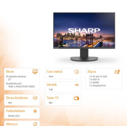 Monitor Sharp biznesowy MultiSync DD-EA271F 27 cali Czarny 
