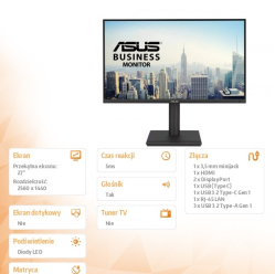Monitor Asus BE27ACGN BU IPS QHD HDMI USB DP