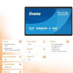 IIYAMA ProLite S2425AS-B1 IPS FHD A14 24/7 RJ45 iiSignage WI-FI 