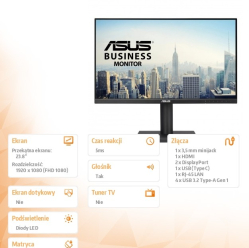 Monitor Asus BE249CGN IPS 120Hz USB-C96W RJ45 HDMI