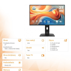 MSI PRO MP275PHGN E14 27 cali/LED/FHD/Flat/144Hz/Czarny