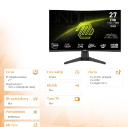 Monitor MSI MAG 276CF E20 LED FHD Curved 200Hz czarny