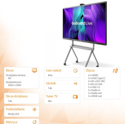Monitor interaktywny 86MR6DE 86 cali 4K GoBoard Live zaawansowany wyświetlacz interaktywny z wbudowaną kamerą 4K