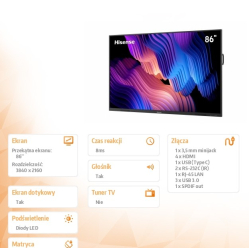 Monitor interaktywny 86WE3FE 86 cali 4K Advanced Interactive Display 