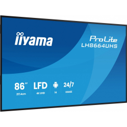IIYAMA 86 cali LH8664UHS-B3AG 24/7 IPS ANDROID 14 4K 2xHDMI RJ45 2xUSB WiF iUSB-C(DP-Alt) 2x16W iiSignage? (CMS) iiControl (DMS) iiShare ES