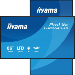IIYAMA 86 cali LH8664UHS-B3AG 24/7 IPS ANDROID 14 4K 2xHDMI RJ45 2xUSB WiF iUSB-C(DP-Alt) 2x16W iiSignage? (CMS) iiControl (DMS) iiShare ES