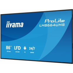 IIYAMA 86 cali LH8664UHS-B3AG 24/7 IPS ANDROID 14 4K 2xHDMI RJ45 2xUSB WiF iUSB-C(DP-Alt) 2x16W iiSignage? (CMS) iiControl (DMS) iiShare ES