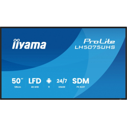 IIYAMA 50 cali LH5075UHS-B2AG 24/7 VA ANDROID.11 4K 500cd 3xHDMI DP RJ45 2x10W 2xUSB WiFi 4/32GB 24/7 A311D2 full daisy chain i