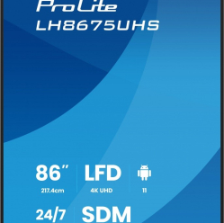 IIYAMA 86 cali LH8675UHS-B2AG 24/7 IPS ANDROID.11 4K WiFi iiSignage2 FailOver EShare 24/7 full daisy chain 
