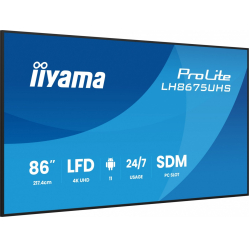 IIYAMA 86 cali LH8675UHS-B2AG 24/7 IPS ANDROID.11 4K WiFi iiSignage2 FailOver EShare 24/7 full daisy chain 