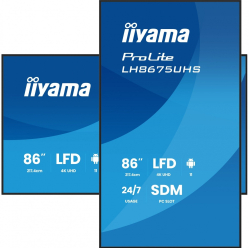 IIYAMA 86 cali LH8675UHS-B2AG 24/7 IPS ANDROID.11 4K WiFi iiSignage2 FailOver EShare 24/7 full daisy chain 